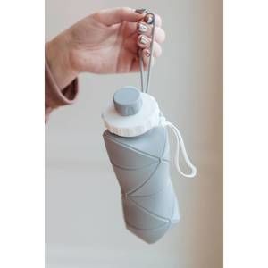 NEW 123 AMORE women's collapsing silicon water bottle in diamond gray